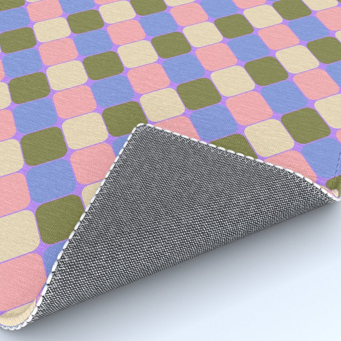 Checkered Geometric Shapes - Very Peri, Blue, Olive, Pink and Cream  Rug Gallery Image 4