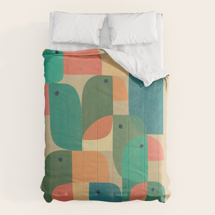 Mid-century tropical birds Comforter Gallery Image 6