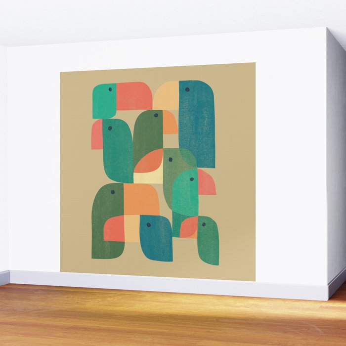 Mid-century tropical birds Wall Mural Gallery Image 2