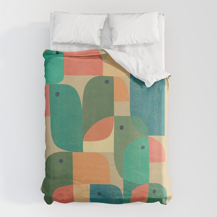 Mid-century tropical birds Duvet Cover Gallery Image 6