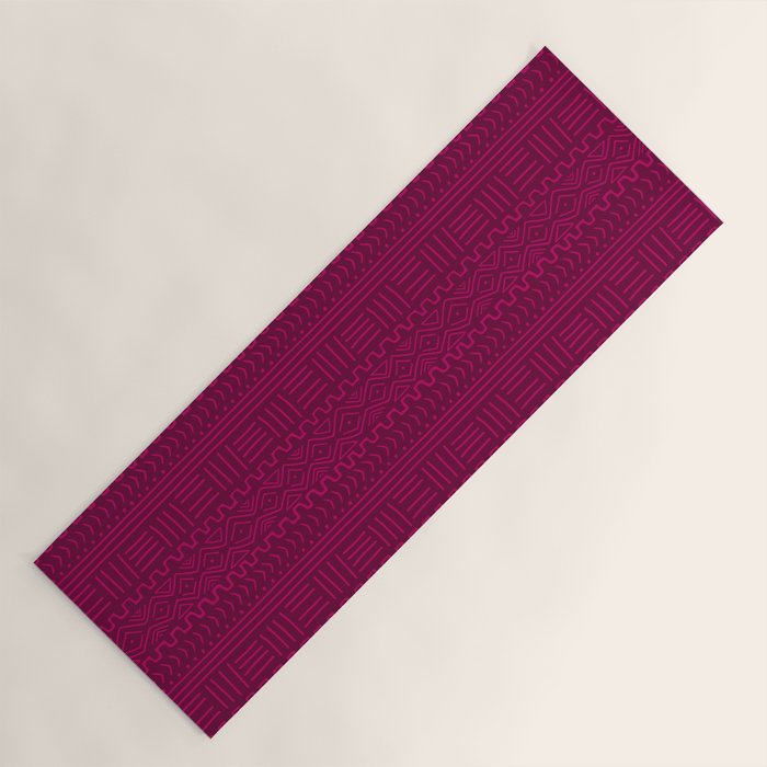 Mud Cloth in Raspberry Yoga Mat Gallery Image 1