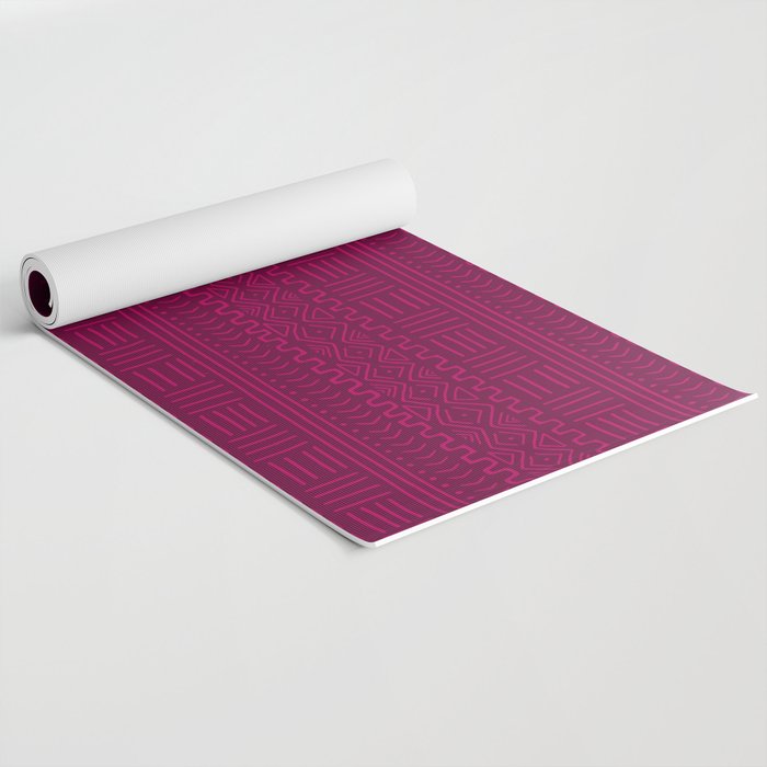 Mud Cloth in Raspberry Yoga Mat Gallery Image 2