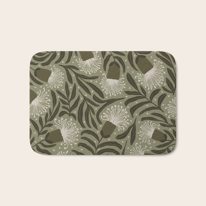 Whimsical Florals / Cream & Green Bath Mat Gallery Image 1