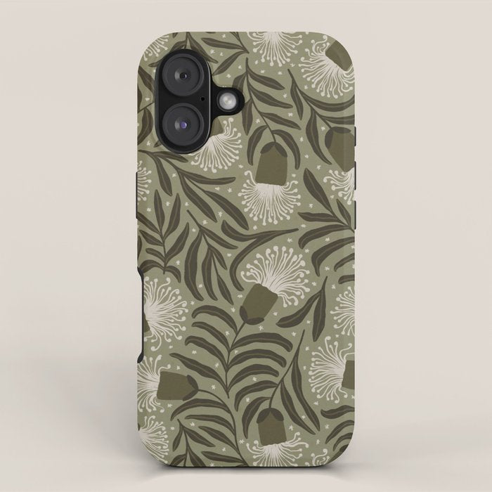 Whimsical Florals / Cream & Green iPhone Case Gallery Image 1