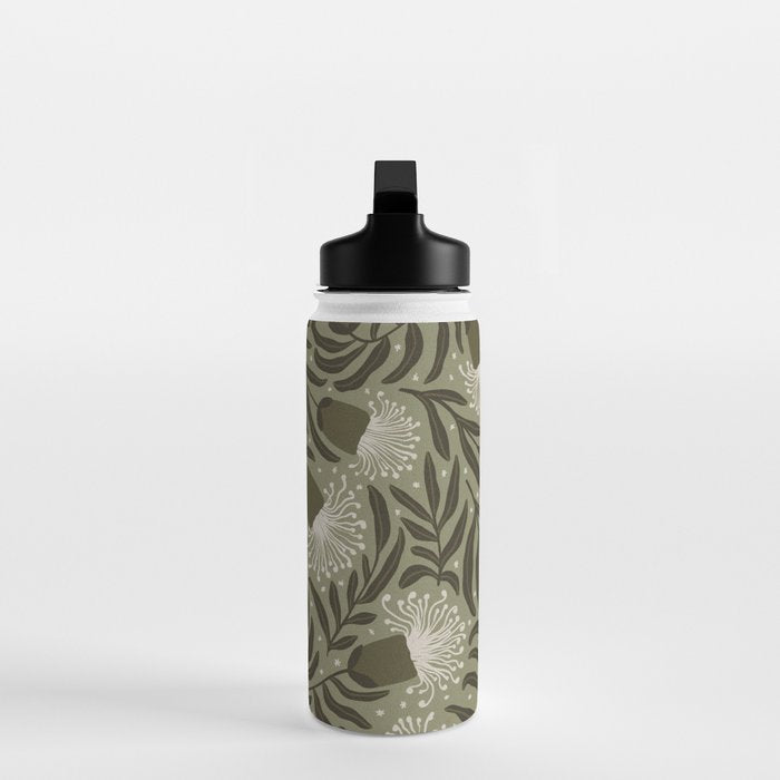 Whimsical Florals / Cream & Green Water Bottle Gallery Image 3