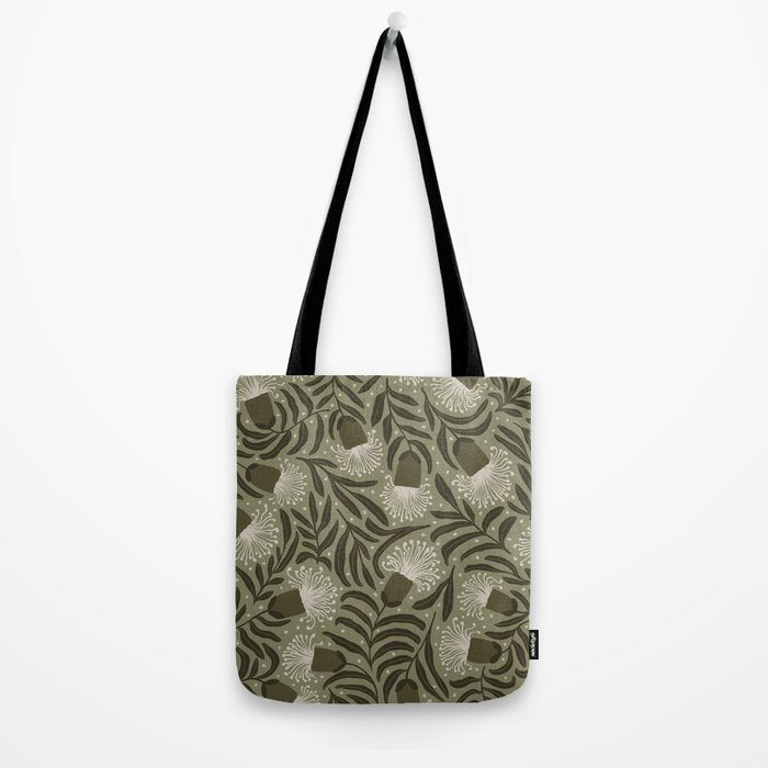 Whimsical Florals / Cream & Green Tote Bag Gallery Image 2