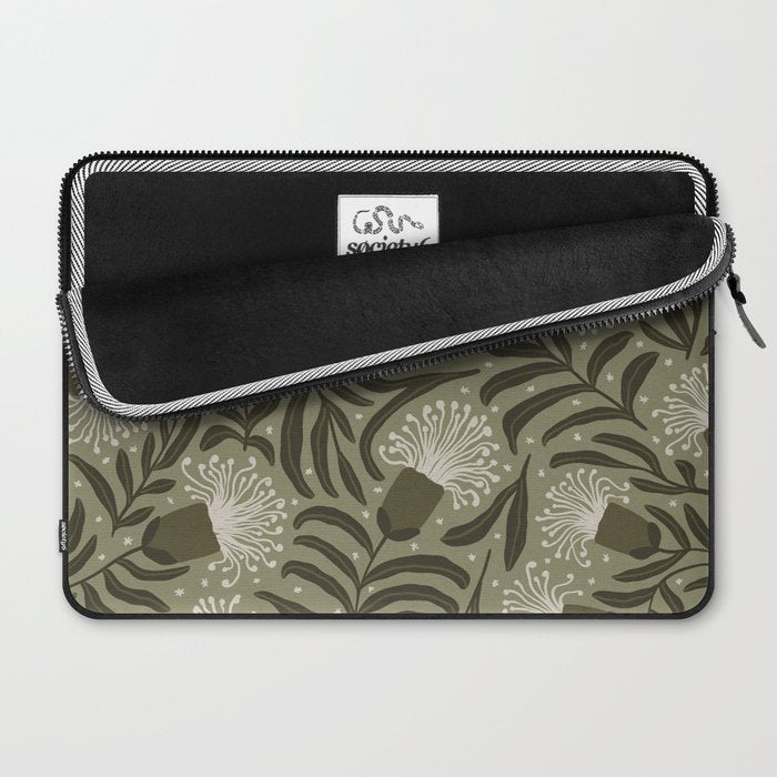 Whimsical Florals / Cream & Green Laptop Sleeve Gallery Image 2