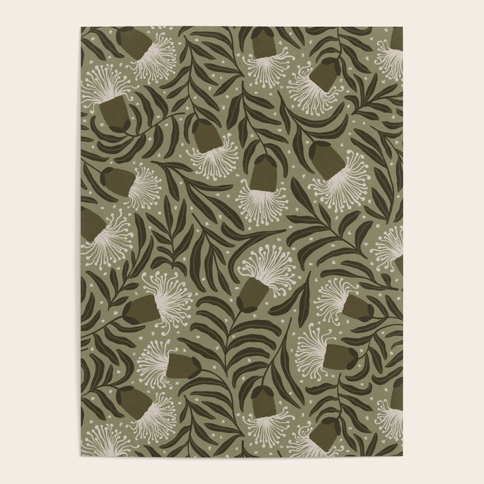 Whimsical Florals / Cream & Green Poster Gallery Image 4