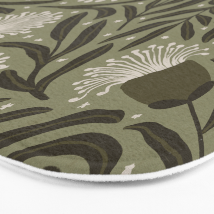 Whimsical Florals / Cream & Green Bath Mat Gallery Image 3