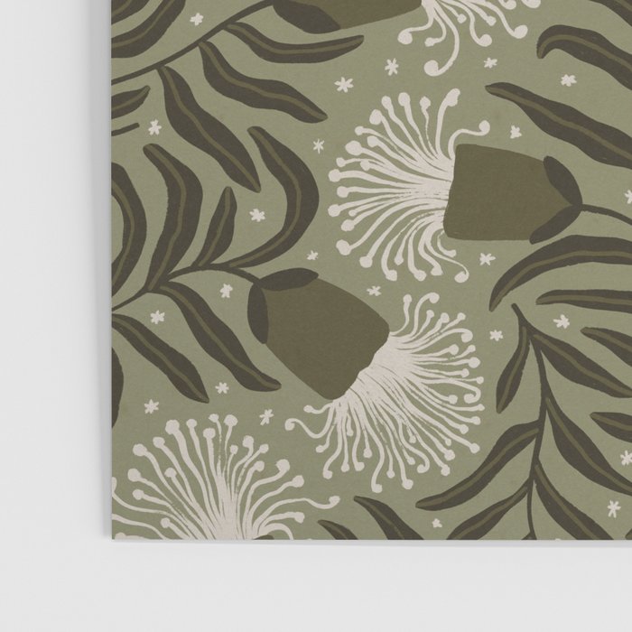 Whimsical Florals / Cream & Green Poster Gallery Image 3