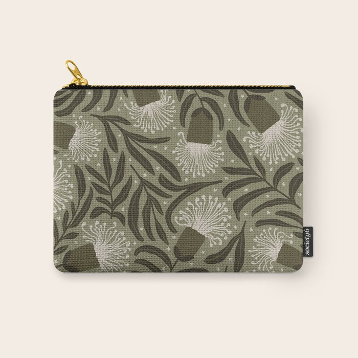 Whimsical Florals / Cream & Green Carry All Pouch Gallery Image 1