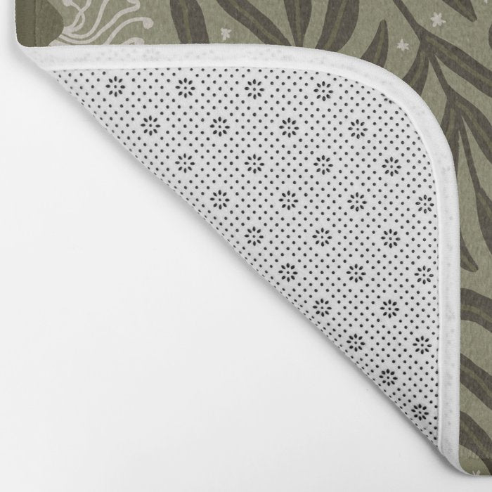 Whimsical Florals / Cream & Green Bath Mat Gallery Image 2