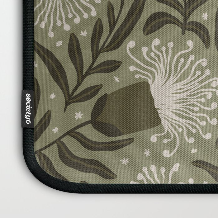 Whimsical Florals / Cream & Green Laptop Sleeve Gallery Image 3