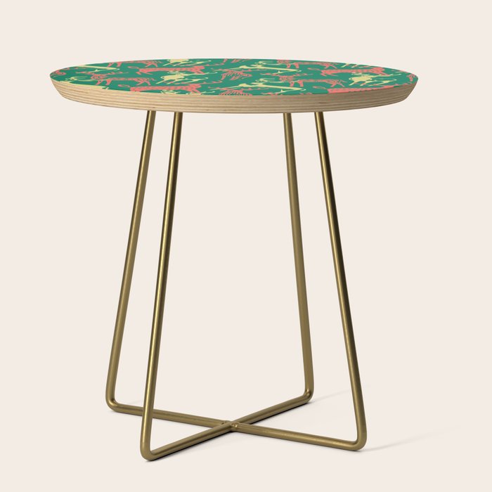 Green christmas reindeer animal pattern Side Table Gallery Image 1