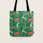 Green christmas reindeer animal pattern Tote Bag Gallery Image 1