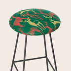Green christmas reindeer animal pattern Stool Gallery Image 2