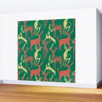 Green christmas reindeer animal pattern Wall Mural Gallery Image 2