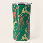 Green christmas reindeer animal pattern Travel Mug Gallery Image 1