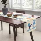 Garden Bird feeding antique white Table Runner Gallery Image 2