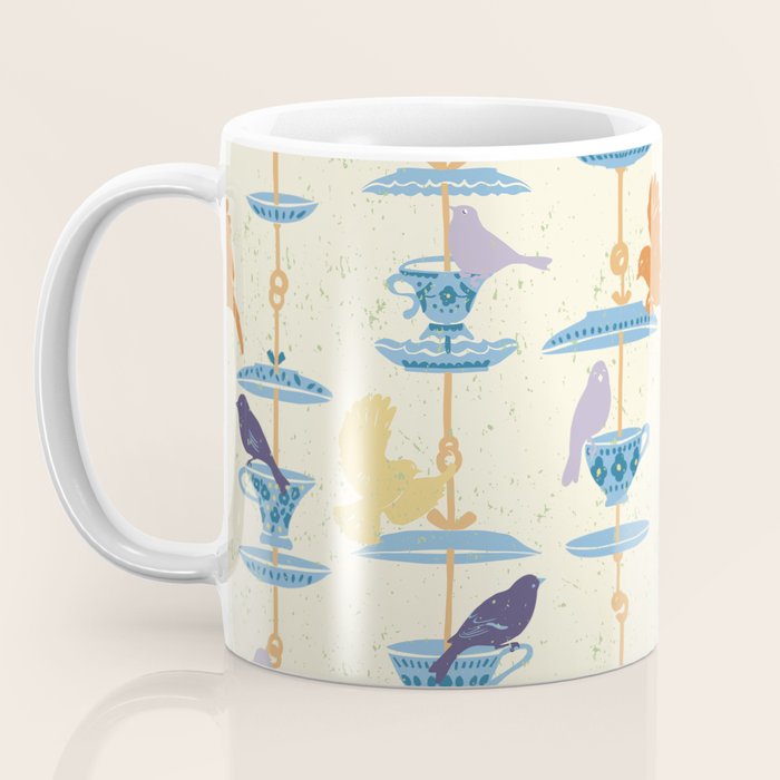 Garden Bird feeding antique white Coffee Mug Gallery Image 3
