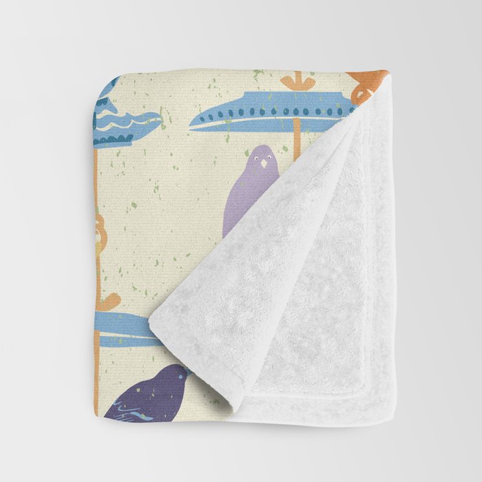 Garden Bird feeding antique white Throw Blanket Gallery Image 3