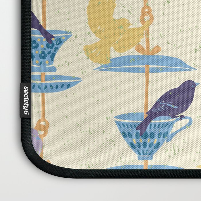 Garden Bird feeding antique white Laptop Sleeve Gallery Image 3