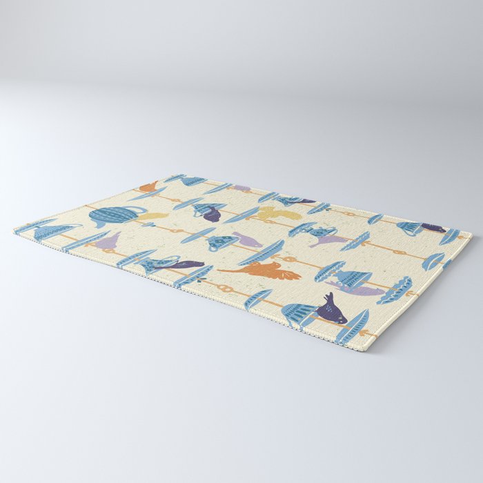 Garden Bird feeding antique white Rug Gallery Image 3