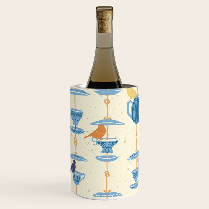 Garden Bird feeding antique white Wine Chiller Gallery Image 2
