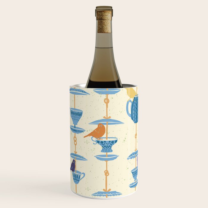 Garden Bird feeding antique white Wine Chiller Gallery Image 3