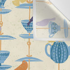 Garden Bird feeding antique white Wall Tapestry Gallery Image 3