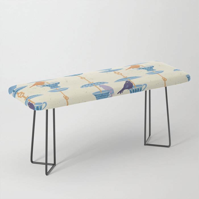 Garden Bird feeding antique white Bench Gallery Image 1