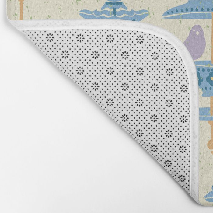 Garden Bird feeding antique white Bath Mat Gallery Image 2