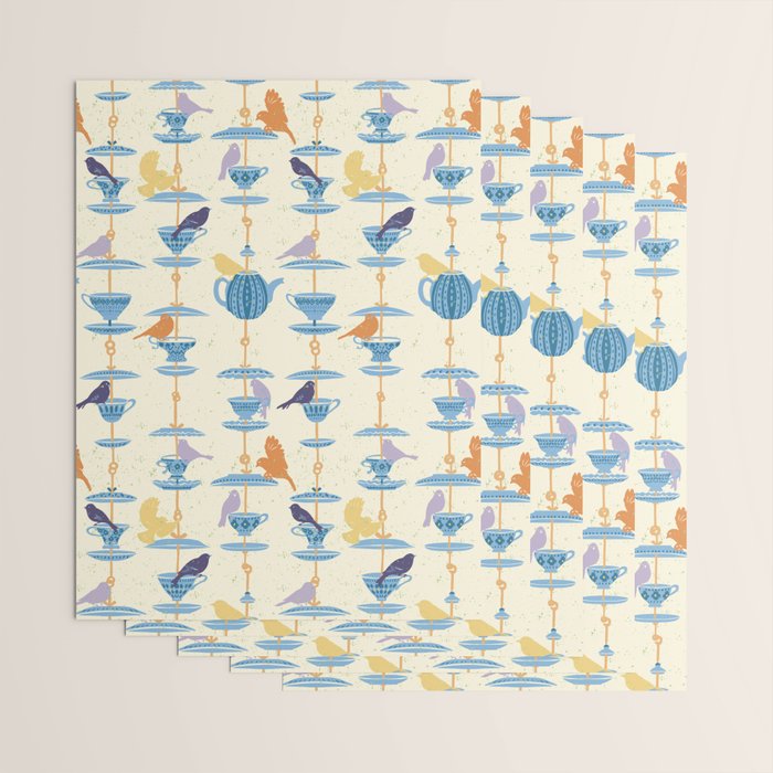 Garden Bird feeding antique white Wrapping Paper Gallery Image 3