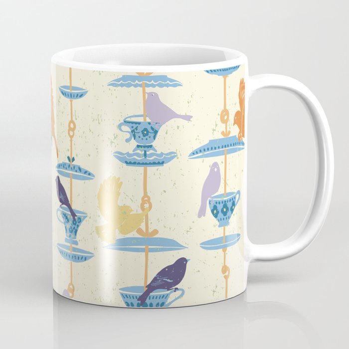 Garden Bird feeding antique white Coffee Mug Gallery Image 1
