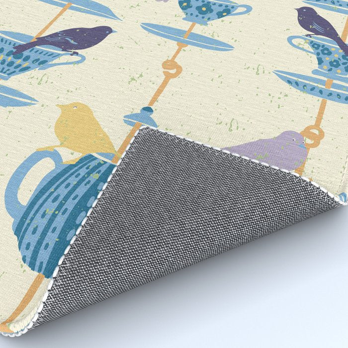 Garden Bird feeding antique white Rug Gallery Image 4