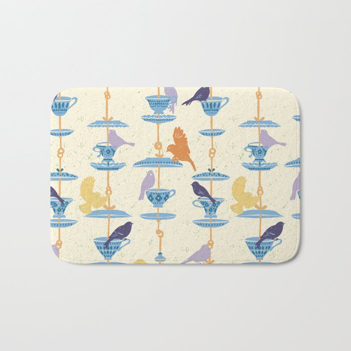 Garden Bird feeding antique white Bath Mat Gallery Image 1