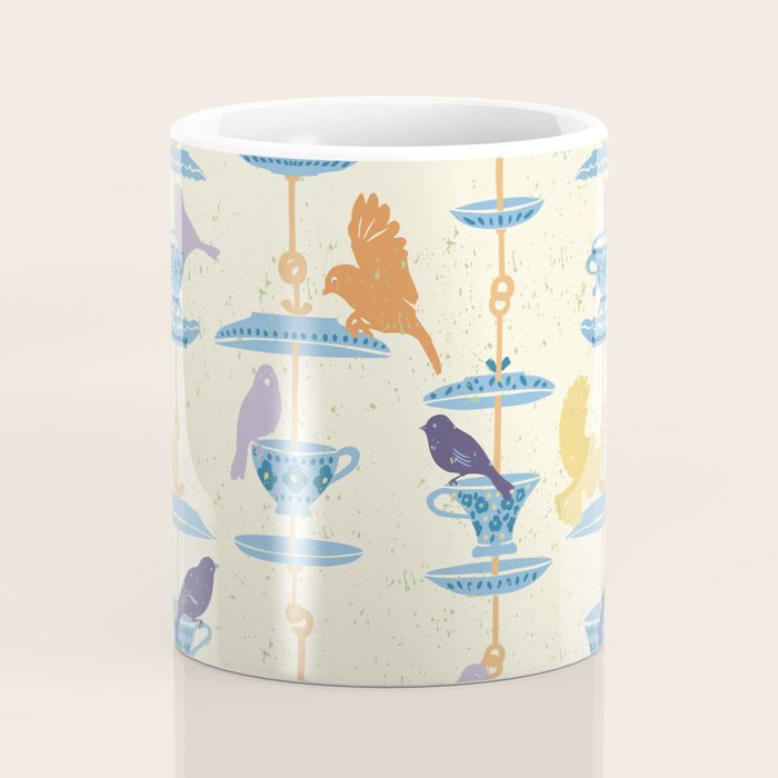 Garden Bird feeding antique white Coffee Mug Gallery Image 4