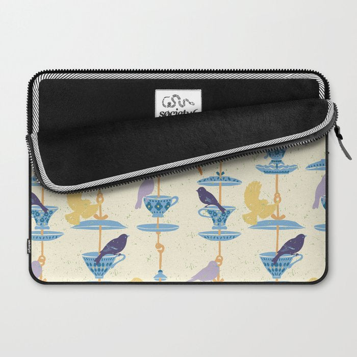 Garden Bird feeding antique white Laptop Sleeve Gallery Image 2