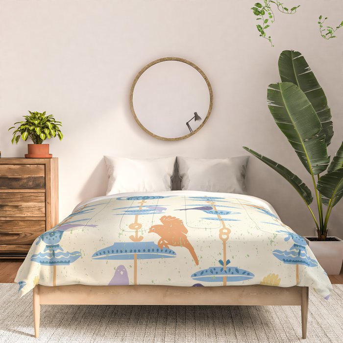 Garden Bird feeding antique white Comforter Gallery Image 3