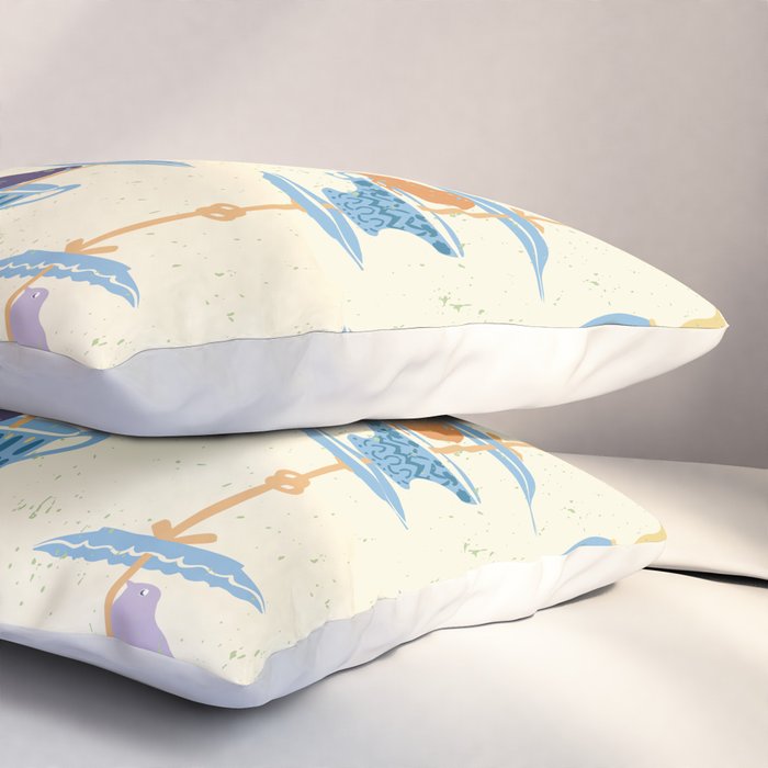 Garden Bird feeding antique white Pillow Sham Gallery Image 3