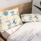 Garden Bird feeding antique white Pillow Sham Gallery Image 2