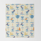 Garden Bird feeding antique white Throw Blanket Gallery Image 2