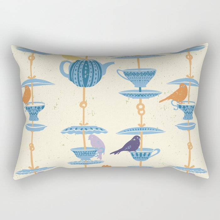 Garden Bird feeding antique white Rectangular Pillow Gallery Image 2