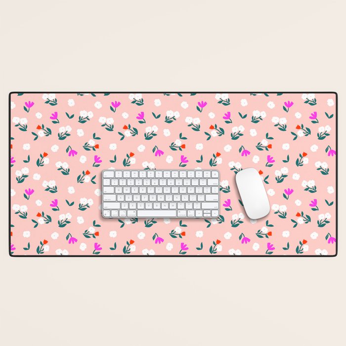 Dainty Blooms Pattern - Pink Desk Mat Gallery Image 1