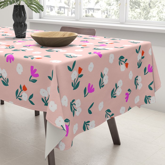 Dainty Blooms Pattern - Pink Tablecloth Gallery Image 3