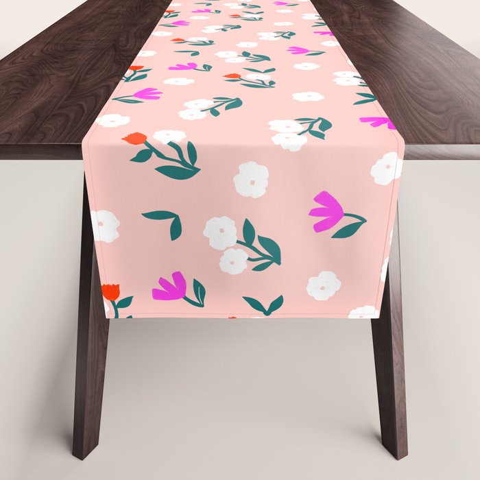 Dainty Blooms Pattern - Pink Table Runner Gallery Image 1