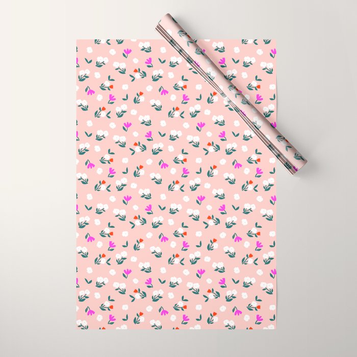 Dainty Blooms Pattern - Pink Wrapping Paper Gallery Image 1