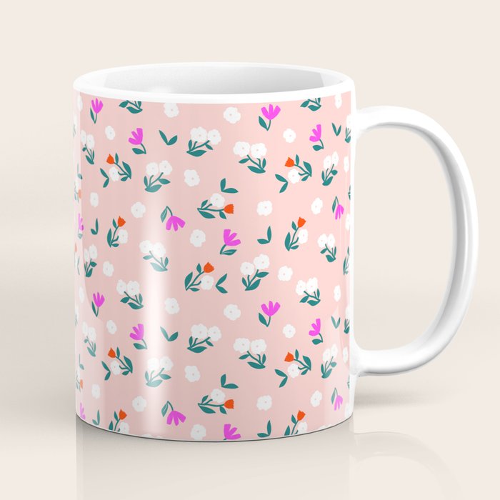 Dainty Blooms Pattern - Pink Coffee Mug Gallery Image 1