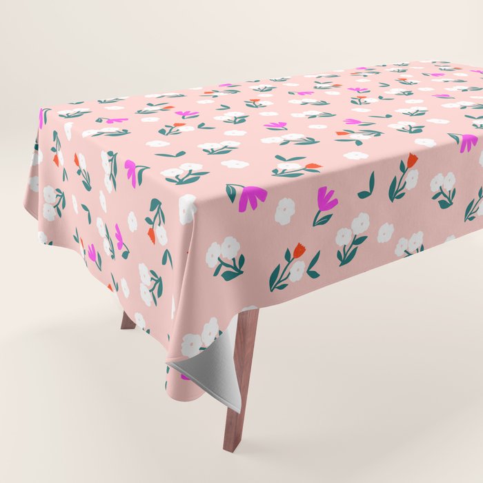 Dainty Blooms Pattern - Pink Tablecloth Gallery Image 1
