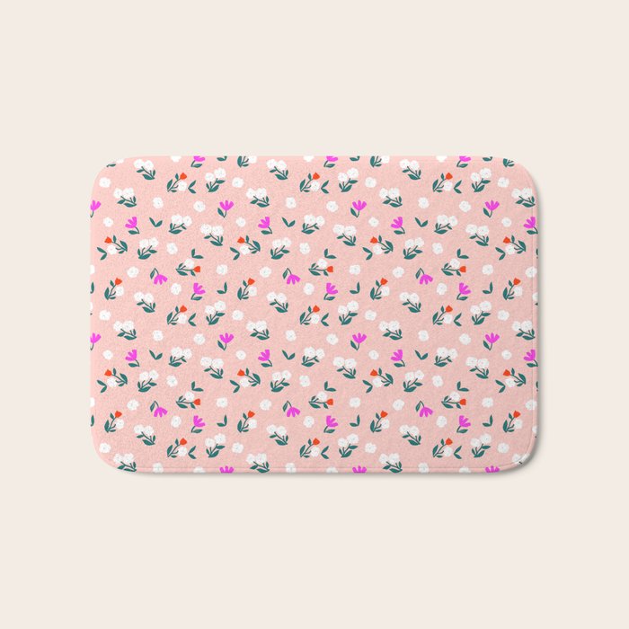 Dainty Blooms Pattern - Pink Bath Mat Gallery Image 1